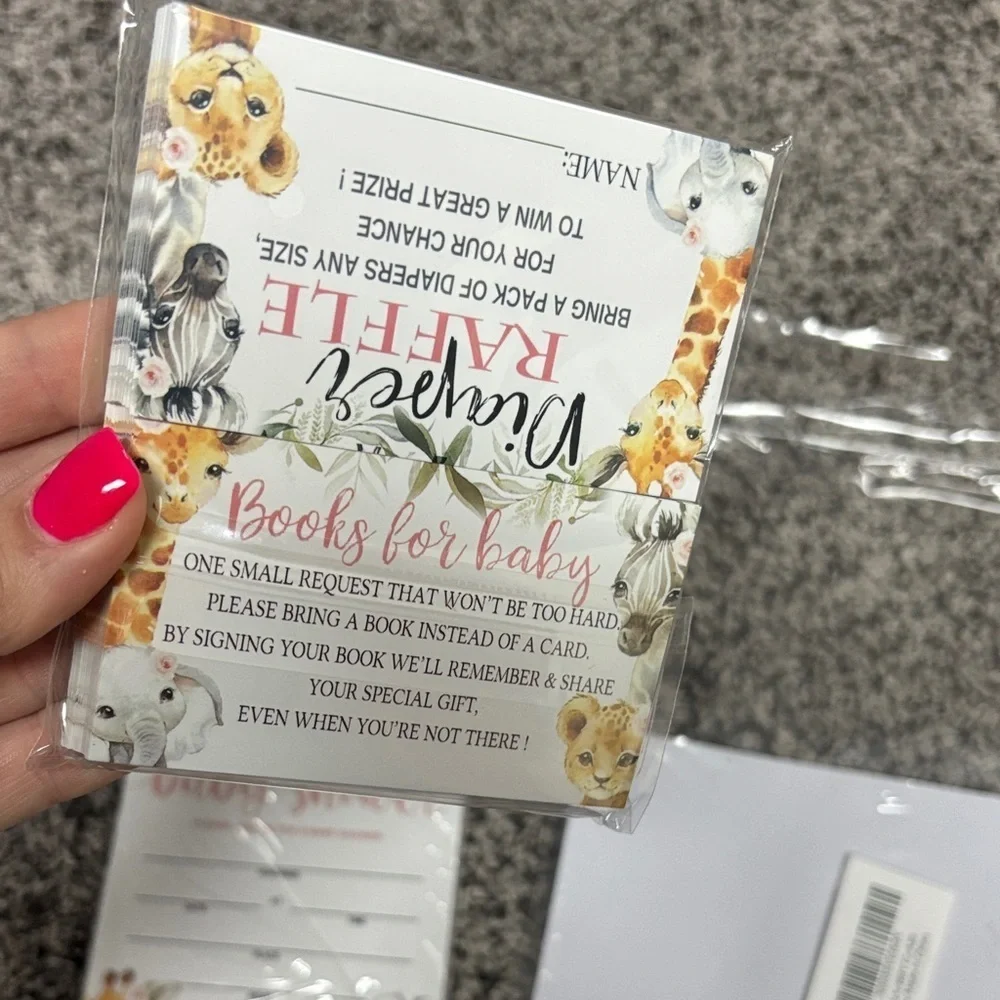 Floral Baby Shower Invitation and Diaper Raffle Set